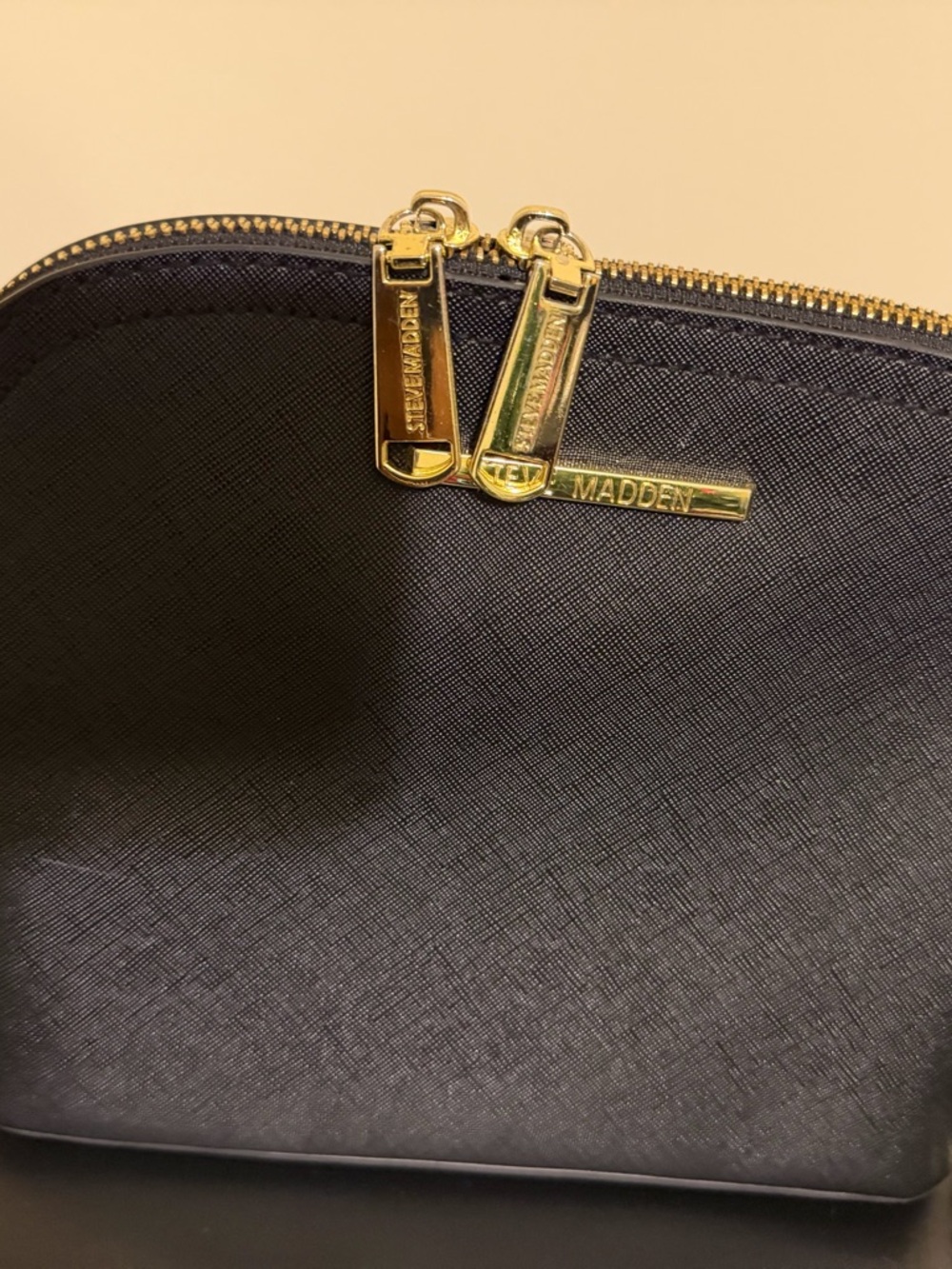 Steve Madden Black Saffiano Crossbody with Gold Accents